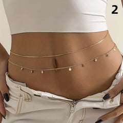 Double Layer Waist Chain Butterfly Pendant Metal Belly Chain Women