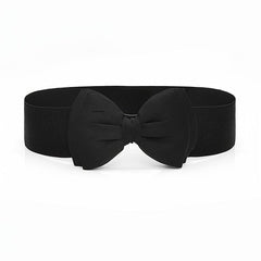 Wide Elastic Bowknot Waist Belt Band Snap Buckle Belt