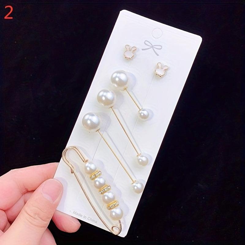 Faux Pearl Brooch Pins Set for Women Clothing Decoration
