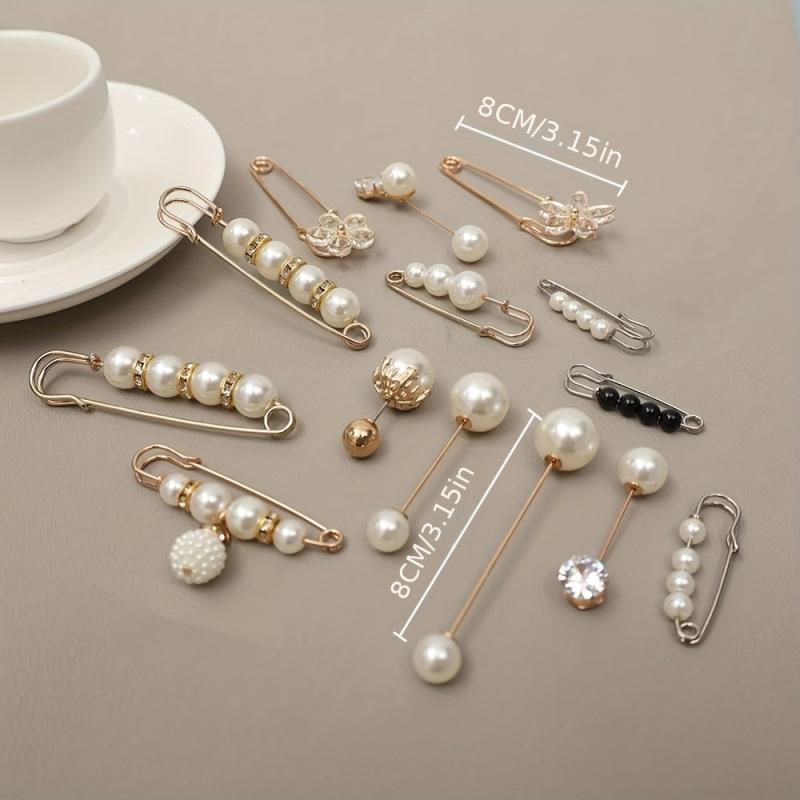 Faux Pearl Brooch Pins Set for Women Clothing Decoration
