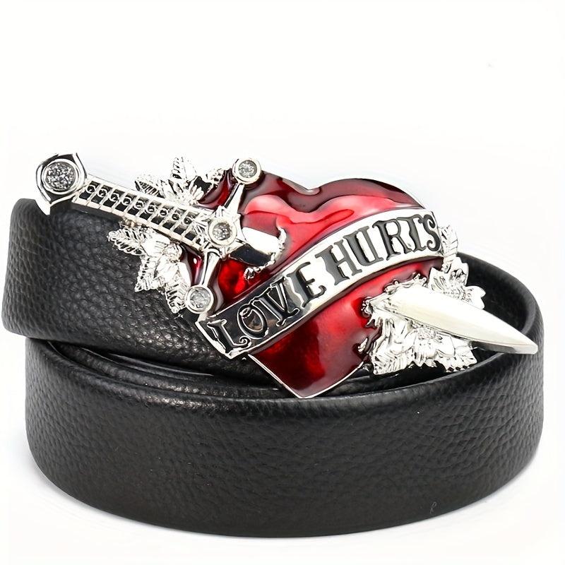 Red Heart Metal Buckle Dagger Sword Love Stab Y2K Belt