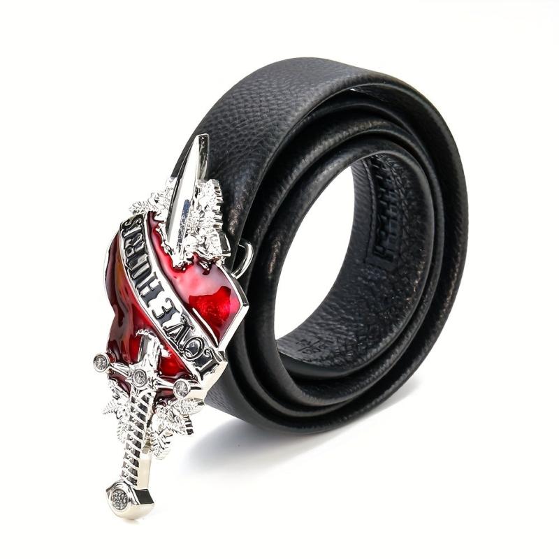 Red Heart Metal Buckle Dagger Sword Love Stab Y2K Belt