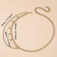 Daisy Layered Waist Chain Vintage Pendant Golden Tassel Metal Chain Belt