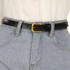 Vintage Cowhide Leather Belt Casual Thin Waist Belt Jeans Pants Accessories
