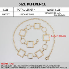 Metal Waist Chain Women's Square Belt For Dress Shirt Suit