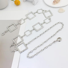 Metal Waist Chain Women's Square Belt For Dress Shirt Suit