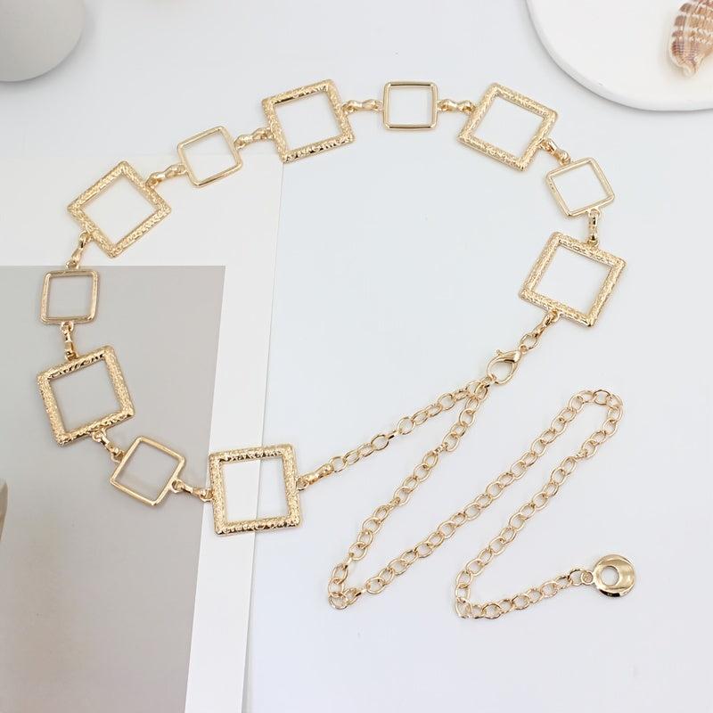Metal Waist Chain Women's Square Belt For Dress Shirt Suit