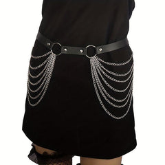 Punk Chain Tassel Harness Belt Goth Body Chain Waistband Hip Hop Rivet Belt