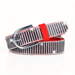 Sparkly Rhinestone PU Belt Hip Hop Waistband Striped Pattern