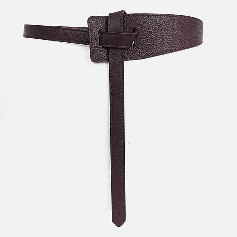 Lychee Pattern Faux Leather Belt Dress Belt Knot Belts Wide Waist Belt