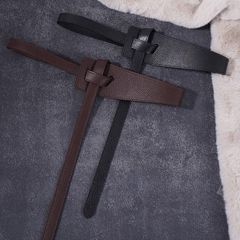 Lychee Pattern Faux Leather Belt Dress Belt Knot Belts Wide Waist Belt