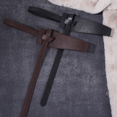 Lychee Pattern Faux Leather Belt Dress Belt Knot Belts Wide Waist Belt