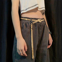 Punk Waist Chain Pin Buckle Metal Belly Chain Hip Hop Girdle