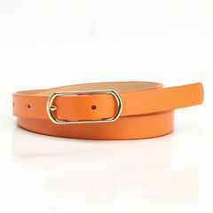 Oval Pin Buckle Thin Belt Solid Casual Waistband for Women