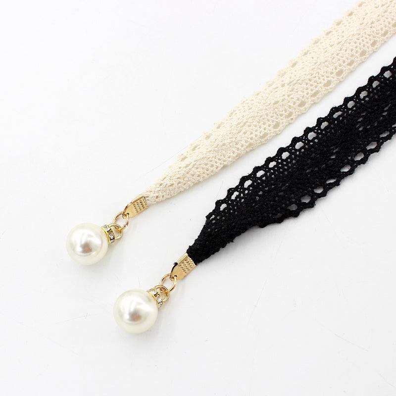 Women's Faux Pearl Lace Waist Belt for Dress Skirt
