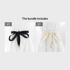 Women's Faux Pearl Lace Waist Belt for Dress Skirt