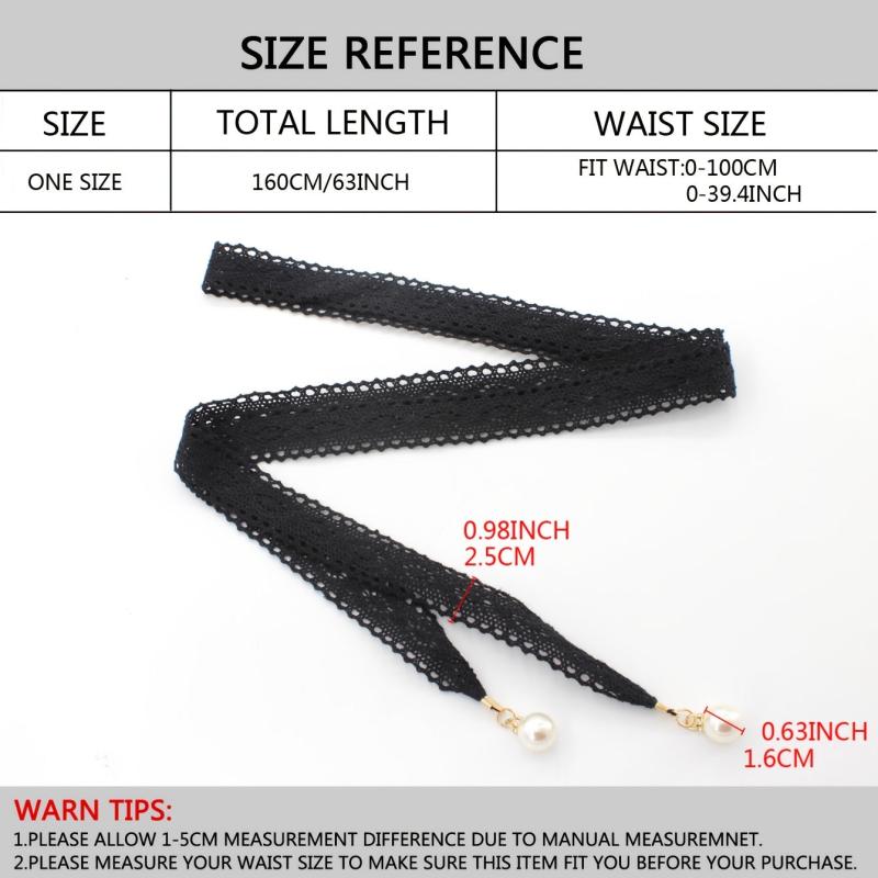Women's Faux Pearl Lace Waist Belt for Dress Skirt