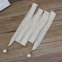 Women's Faux Pearl Lace Waist Belt for Dress Skirt