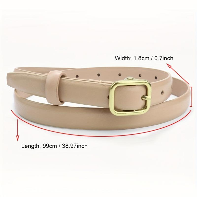 Square Pin Buckle PU Belt Solid Casual Belt Vintage Jeans Pants Belt
