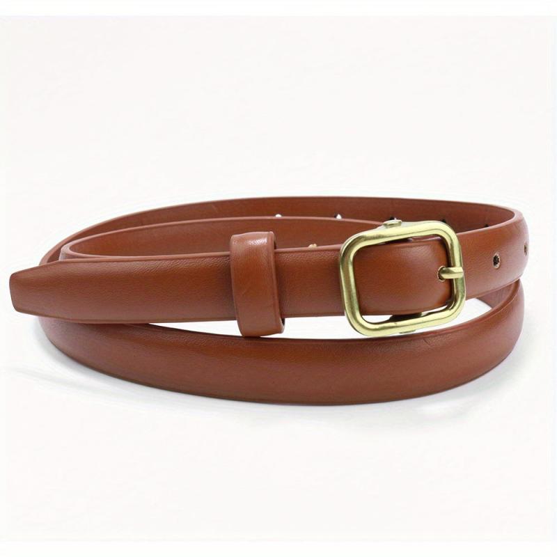 Square Pin Buckle PU Belt Solid Casual Belt Vintage Jeans Pants Belt