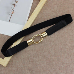 Double Cross Buckle Belt Thin Elastic Dress Belt Solid Coat Belts