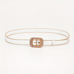 Faux Pearl Buckle Y2K Belt Beads Decor Transparent PVC Beaded Edge Belt