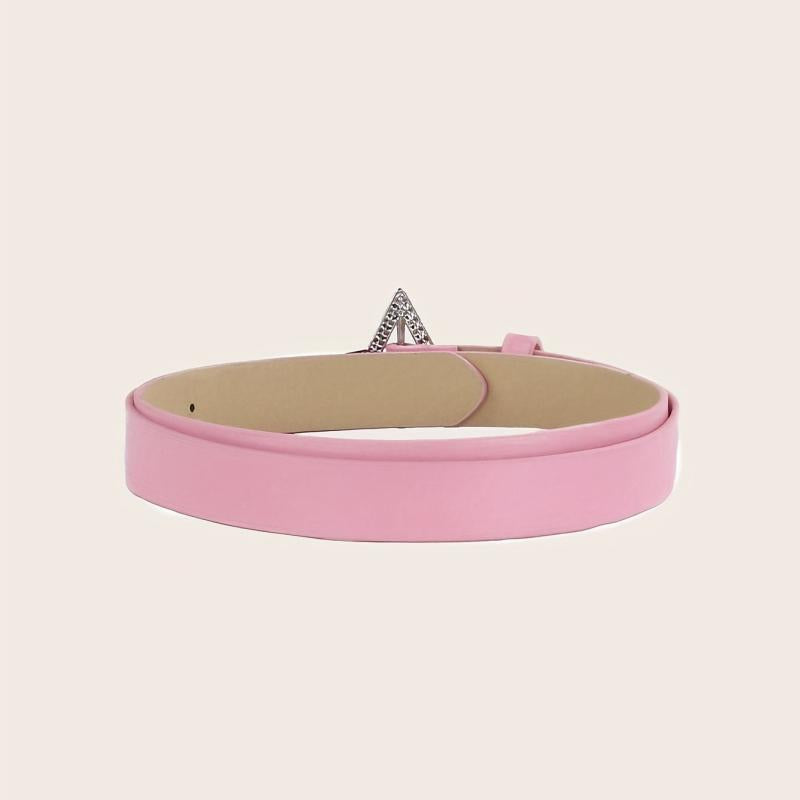 Pink Y2K PU Leather Belt Rhinestone Inlaid Pentagram Buckle Waistband