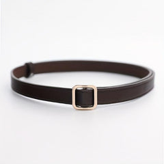 Coffee Vintage PU Leather Belt with Square Metal Buckle