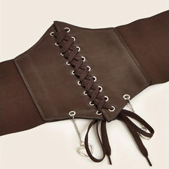 Heart Pendant Lace Up Belt Punk Bowknot Corset Belt Women Elastic