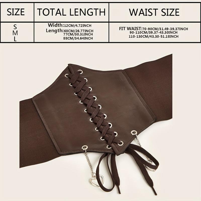 Heart Pendant Lace Up Belt Punk Bowknot Corset Belt Women Elastic