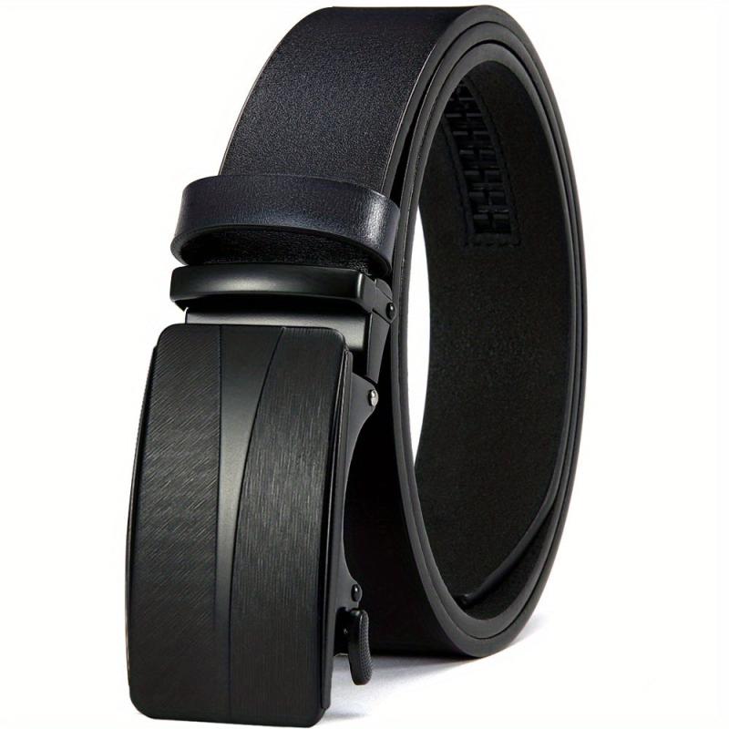 1pc Men's Leather Ratchet Belt Automatic Buckle Belts