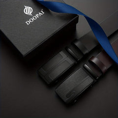 1pc Men's Leather Ratchet Belt Automatic Buckle Belts