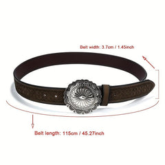 Vintage Carved Buckle PU Belt Boho Embossed Belt For Women