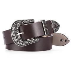 Fashionable Carved Buckle Belt Retro Double Buckle For Men And Women