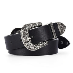 Fashionable Carved Buckle Belt Retro Double Buckle For Men And Women