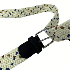 Casual Beige Square Plaited Belt Men's Canvas Woven Belt