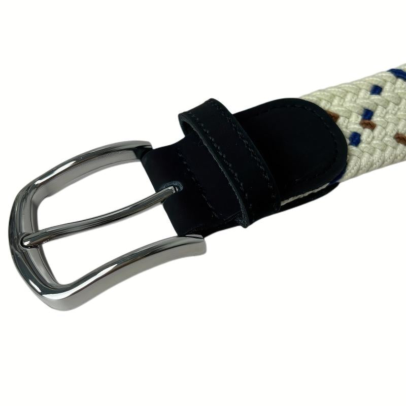 Casual Beige Square Plaited Belt Men's Canvas Woven Belt