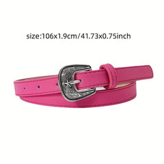 Vintage Carved Buckle PU Belt Classic Candy Casual Waist Belt for Women