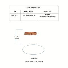 Square Pin Buckle PU Belt Rivet Eyelet Wide Waistband Unisex