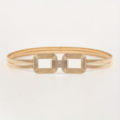 Geometric Buckle Metal Stretch Belt Golden Women's Dress Coat Waist Belt