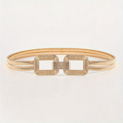 Geometric Buckle Metal Stretch Belt Golden Women's Dress Coat Waist Belt