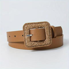 Vintage Square Buckle PU Belt Wide Belt for Women