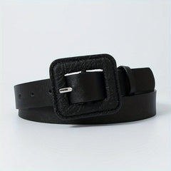 Vintage Square Buckle PU Belt Wide Belt for Women