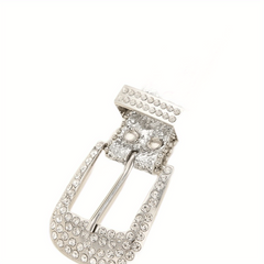 Sparkling Silvery Rhinestone Hip Hop Belt