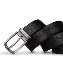 Men's Genuine Leather Belt with Alloy Pin Buckle