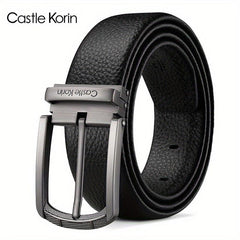 Men's Genuine Leather Belt with Alloy Pin Buckle
