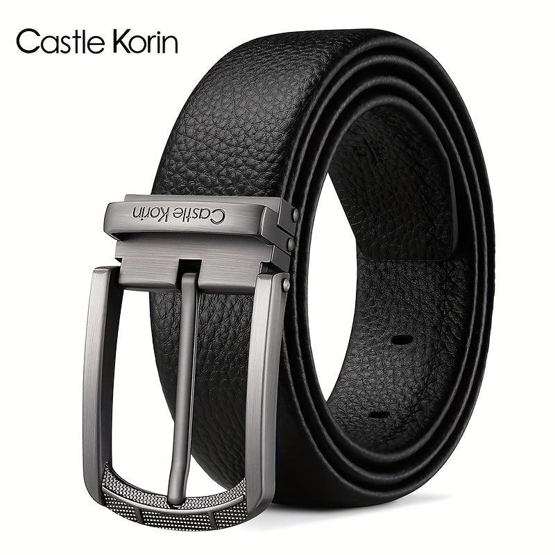 Men's Genuine Leather Belt with Alloy Pin Buckle
