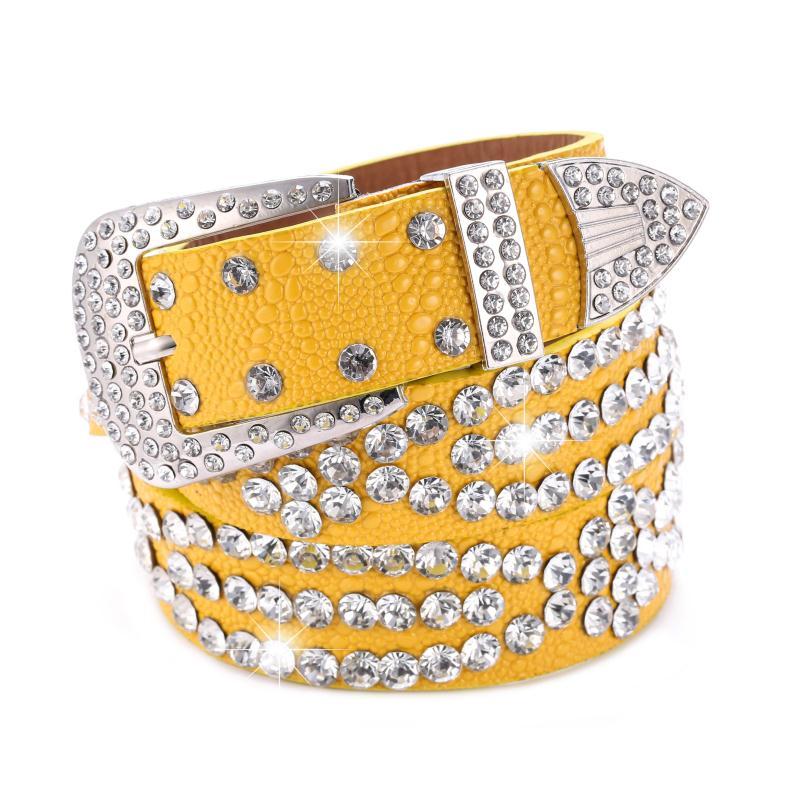 Y2K Rhinestone PU Belt Hip Hop Jeans Pants Punk Western Cowboy Cowgirl Belts
