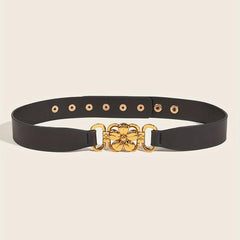Vintage Flower Buckle Belt Elastic Wide Waistband for Women