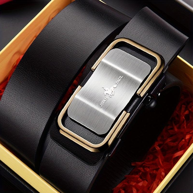 Men's Classic Golden Buckle PU Leather Belt